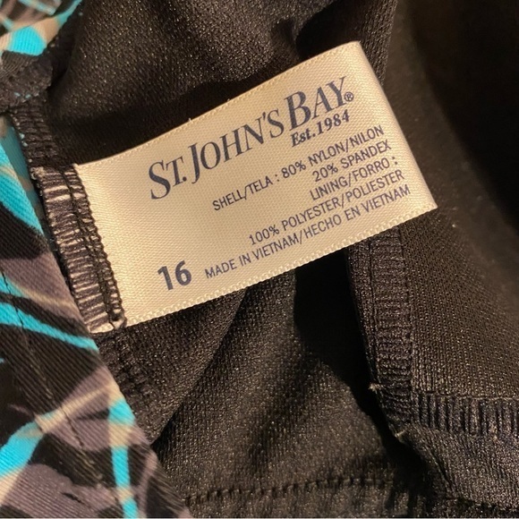 St John’s Bay Swim Suit Two Piece Top Size‎ 16 Bottom Size 14 Black-Turquoise - Picture 3 of 10
